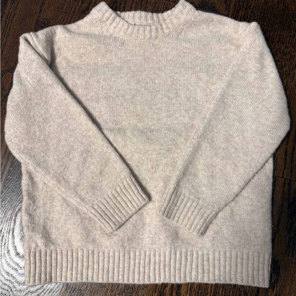 Zara Boys Size 4-5 Light Beige Crew Neck Sweater